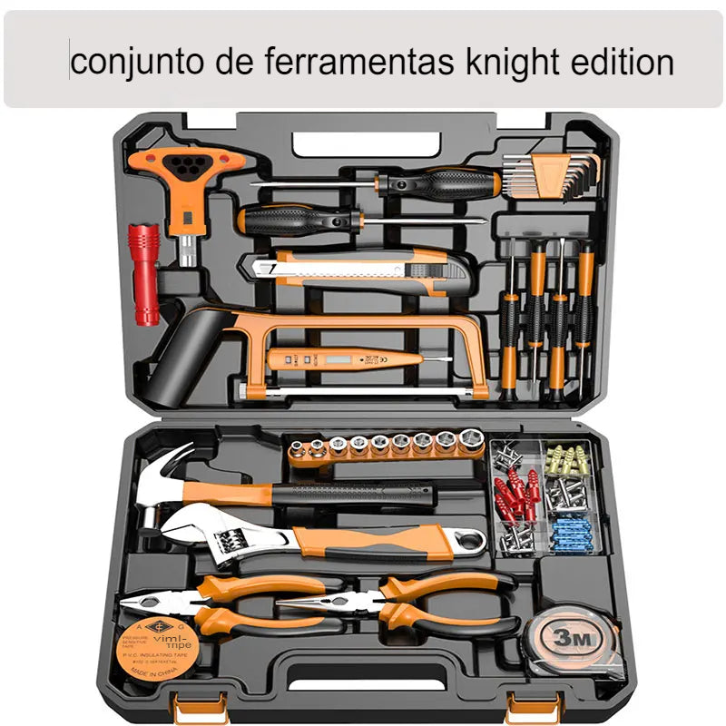 conjunto Completa Mão Toolbox, o kit de ferramentas de reparo doméstico definitivo para todas as suas necessidades de carpintaria